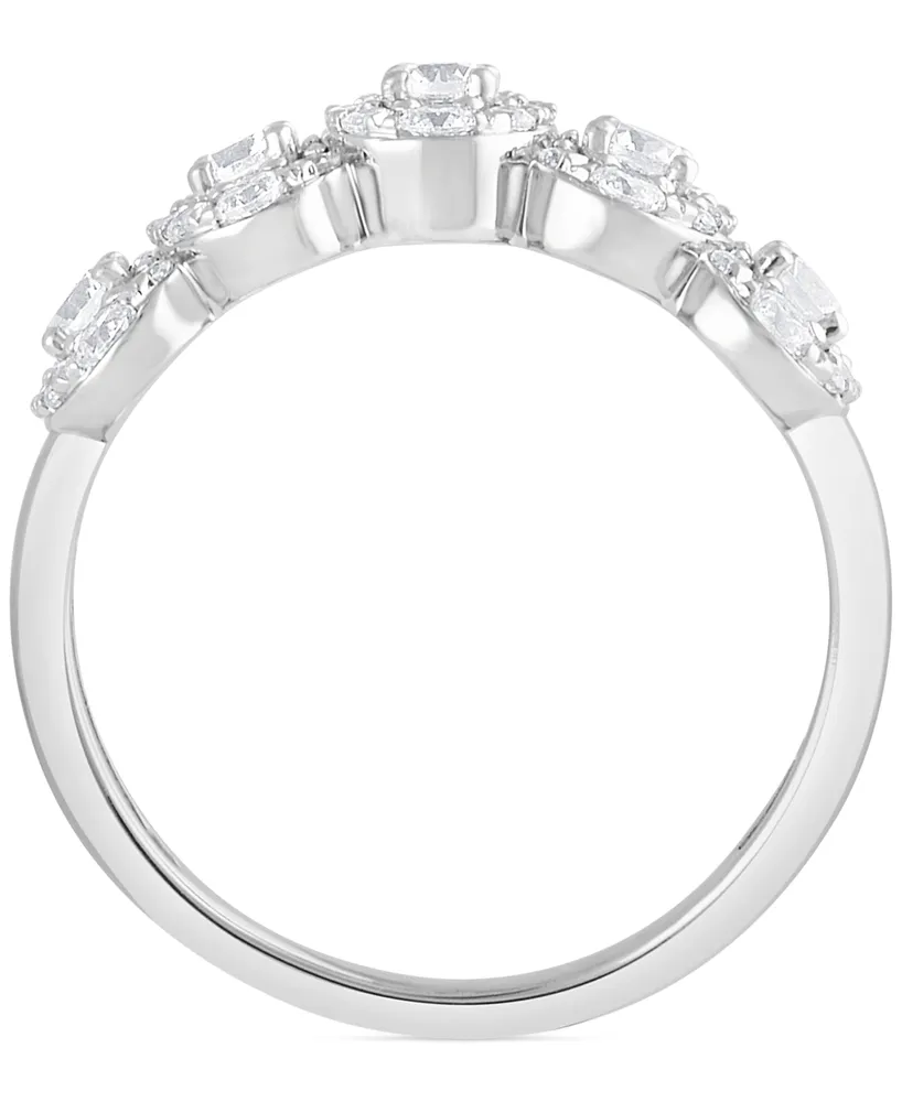 Diamond Halo Cluster Ring (1 ct. t.w.) in 14k White Gold
