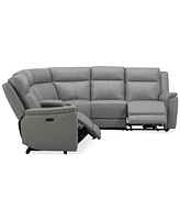 Addyson 117" 6-Pc. Leather Sectional with 2 Zero Gravity Recliners Power Headrests and 1 Console, Created for Macy's