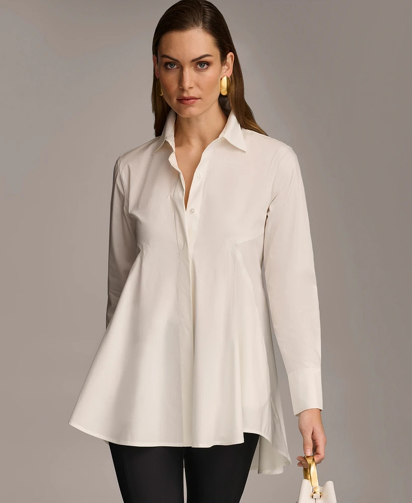 Donna Karan Women's A-Line Button Down Poplin Tunic