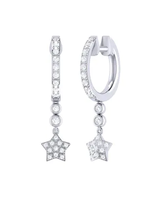 LuvMyJewelry Star Bezel Duo Design Sterling Silver Diamond Hoop Women Earring