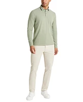 Kenneth Cole Men's 4-Way Stretch Heathered Long-Sleeve Pique Polo Shirt