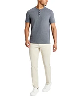 Kenneth Cole Men's 4-Way Stretch Heathered Stand-Collar Pique Henley