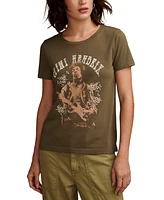 Lucky Brand Women's Jimi Hendrix Floral Portrait Cotton T-Shirt