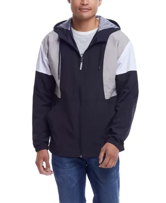 Weatherproof Vintage Men's Nylon Zip Front Hooded Colorblock Jacket