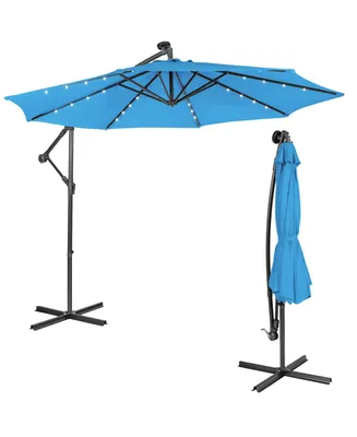10 Feet Patio Solar Powered Cantilever Umbrella with Tilting System