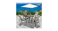 5 Feet Patio Square Market Table Umbrella Shelter with 4 Sturdy Ribs