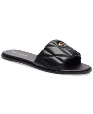 Coach Women's Holly Quilted Puffy "C" Slide Flat Sandals