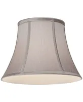 Set of 2 Pewter Gray Small Bell Lamp Shades 7" Top x 12" Bottom x 9" High (Spider) Replacement with Harp and Finial - Springcrest