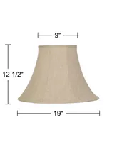 Beige Linen Large Bell Lamp Shade 9" Top x 19" Bottom x 12.5" High (Spider) Replacement with Harp and Finial - Springcrest