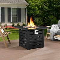 Mondawe 32" Square Propane Fire Pit Table 50,000 Btu with Included Waterproof Cover, Gray