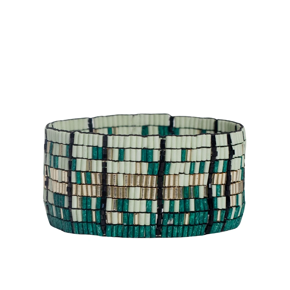 Ink + Alloy Natalia Mixed Luxe Bead Gradient Stretch Bracelet Emerald