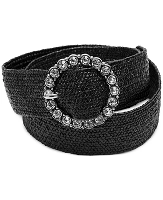 I.n.c. International Concepts Women's Embellished Stretch Straw Belt, Created for Macy's