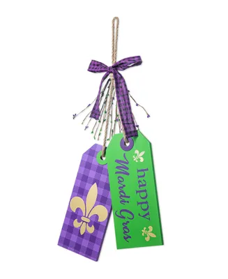 Glitzhome 25.5" H Happy Mardi Gras Day Wooden Bookmark Door Hanger