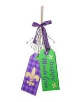 Glitzhome 25.5" H Happy Mardi Gras Day Wooden Bookmark Door Hanger