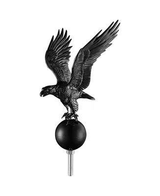 14" Flagpole Eagle Topper Finial Ornament for Telescopic Pole Black Yard Outdoor