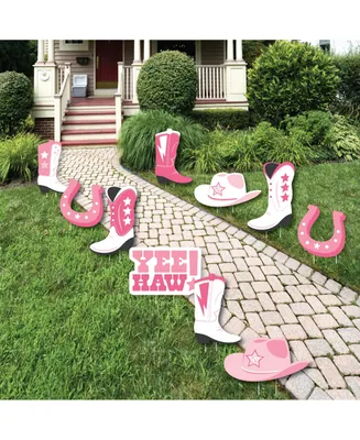Rodeo Cowgirl - Outdoor Pink Western Party Yard Decorations - 10 Piece