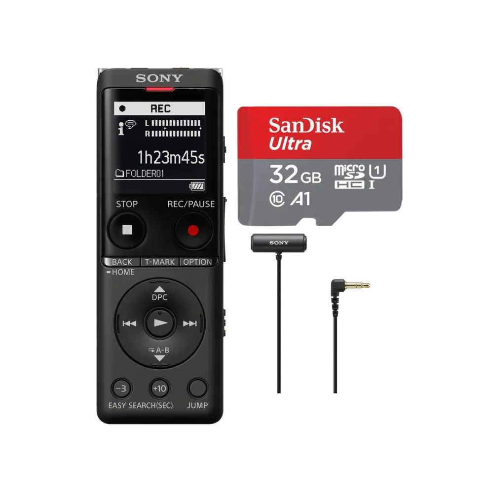 Sony Icd-UX570 Series UX570 Digital Voice Recorder (Black) with 32GB Card Bundle