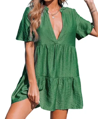Cupshe Women's Forest Green Paneled Cover-Up Dress