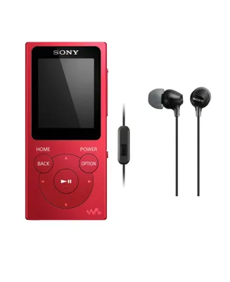 Sony Nw-E394 8GB Walkman Audio Player (Red) Bundle