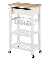 Office Star 33.75" Wood Hampton Kitchen Cart