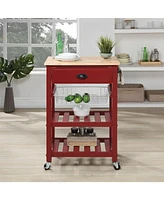 Office Star 33.75" Wood Hampton Kitchen Cart