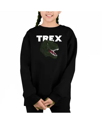 T-Rex Head - Big Girl's Word Art Crewneck Sweatshirt