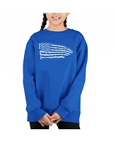 Pledge Of Allegiance Flag - Big Girl's Word Art Crewneck Sweatshirt