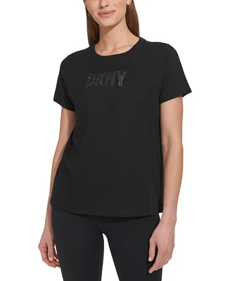 Dkny Sport Women's Cotton Embellished-Logo T-Shirt