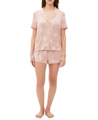 Gap Women's 2-Pc. Printed Notched-Collar Short Pajamas Set