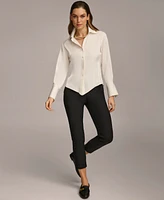 Donna Karan Women's Button Front Point Hem Top