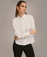 Donna Karan New York Women's Button Front Collared Shirt