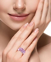 Effy Amethyst (7/8 ct. t.w.) & Pink Amethyst (4 ct. t.w.) Heart & Baguette Cluster Ring in 14k Rose Gold