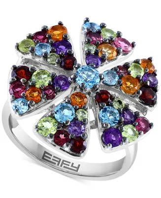 Effy Multi-Gemstone Flower Ring (3 ct. t.w.) in Sterling Silver