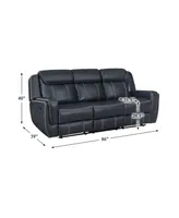 White Label Emilia 86" Double Reclining Sofa with Center Drop-Down Cup Holders