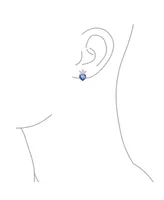 Aaa Cubic Zirconia Crown Color Changing Blue Purple Mystic Rainbow Cz Romantic Heart Shape Stud Earrings For Women .925 Sterling Silver