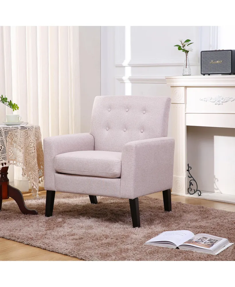 Simplie Fun Beige Upholstered Accent Chair for Living Room or Bedroom