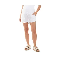 Ripe Maternity Indi Shirred Linen Short White