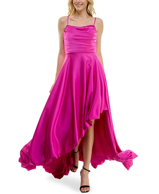 Taylor Women's Asymmetric Sleeveless Satin Gown