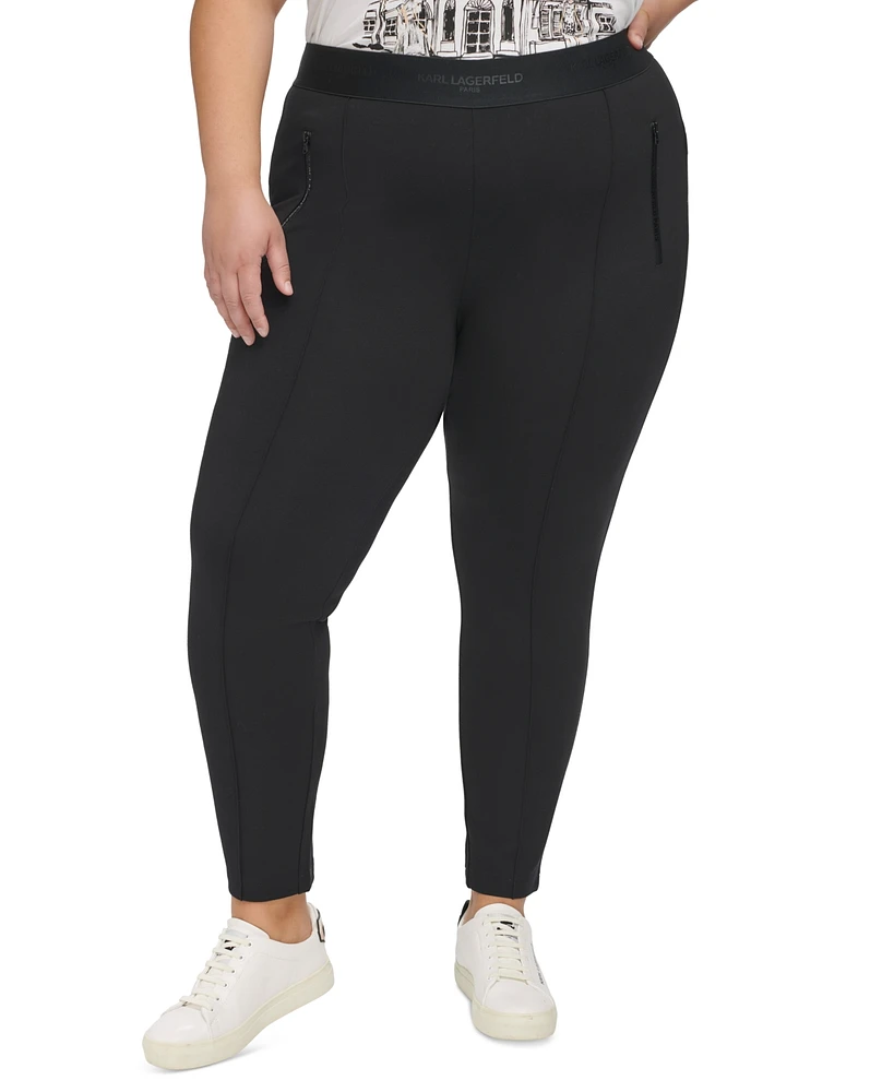 Karl Lagerfeld Paris Plus Zipper-Hem Leggings, First@Macy's