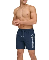 Calvin Klein Men's Core Logo-Print 7" Volley Swim Trunks, Created For Macy's