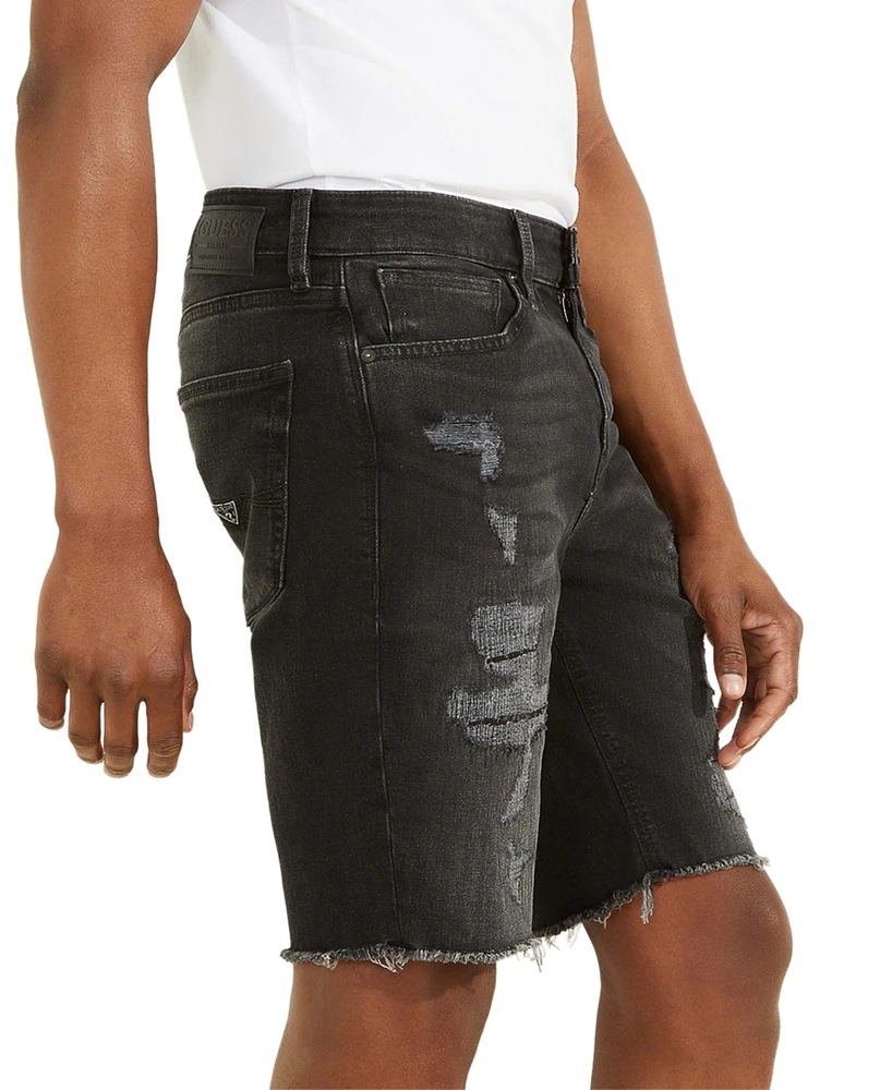 Guess Men's Slim-Fit Destroyed Denim Shorts