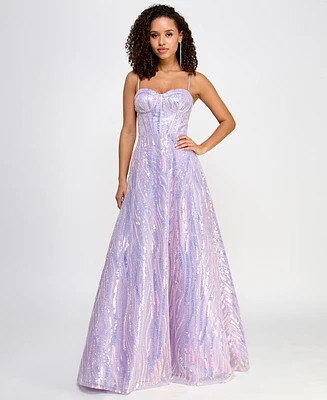 Say Yes Juniors' Sequin Embellished Sleeveless Gown, Created for Macy's