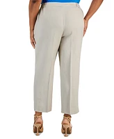 Kasper Plus Size Mid Rise Linen-Blend Straight-Leg Fly-Front Pants