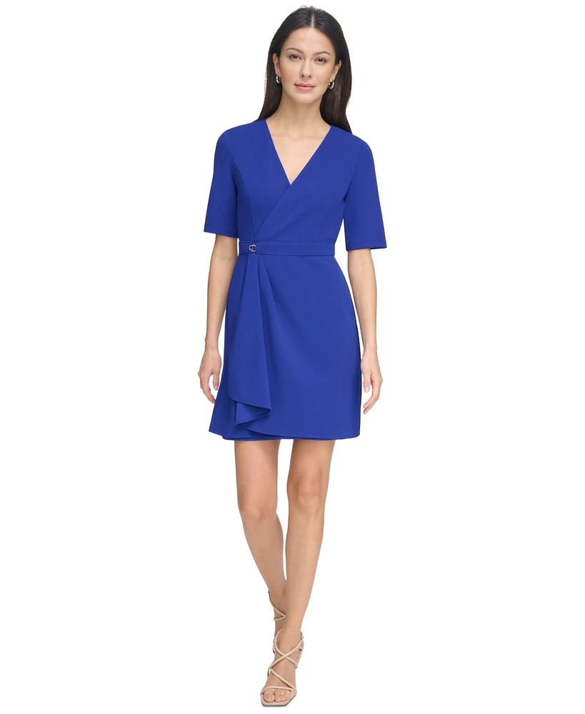 Dkny Petite V-Neck Scuba-Crepe Dress