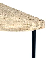 Rosemary Lane 48" x 16" x 32" Seagrass Woven Half Moon Black Metal Legs Console Table