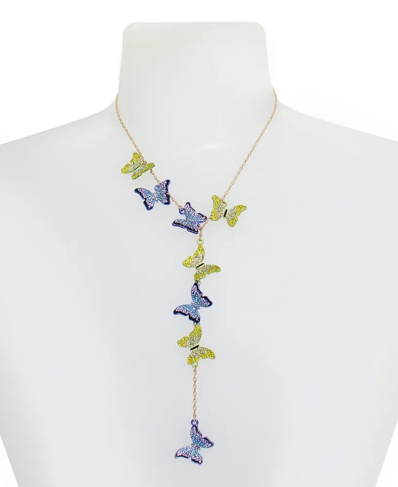 Betsey Johnson Faux Stone Butterfly Y Necklace