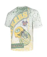 Men's Mitchell & Ness White Green Bay Packers Big and Tall Allover Print T-shirt