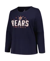 Women's Fanatics Navy Chicago Bears Plus Size Foiled Play Long Sleeve T-shirt