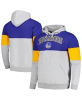 Men's Fanatics Royal Golden State Warriors Contrast Pieced Pullover Hoodie