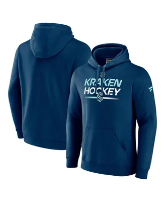 Men's Fanatics Navy Seattle Kraken Authentic Pro Pullover Hoodie